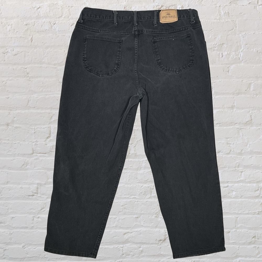 Vintage Open Trails Straight Leg Jeans Men's 40x29 Black 100% Cotton Relaxed 90s - Picture 6 of 10